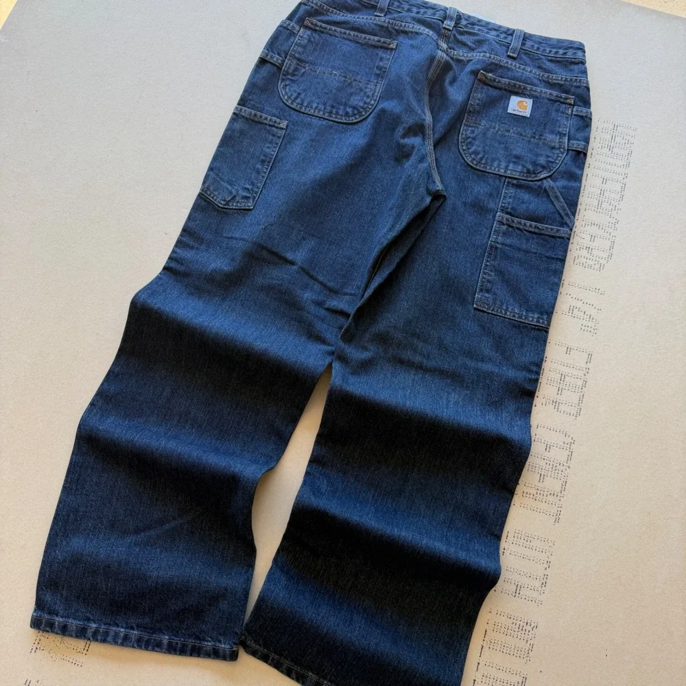 Y2K VERY BAGGY Carhartt Carpenter Jeans Dark Wash Denim